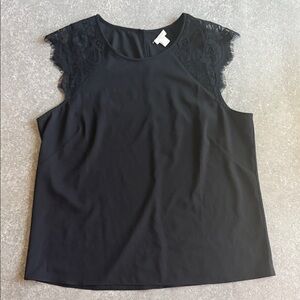 J. Crew Elegant Black Lace Sleeve Blouse